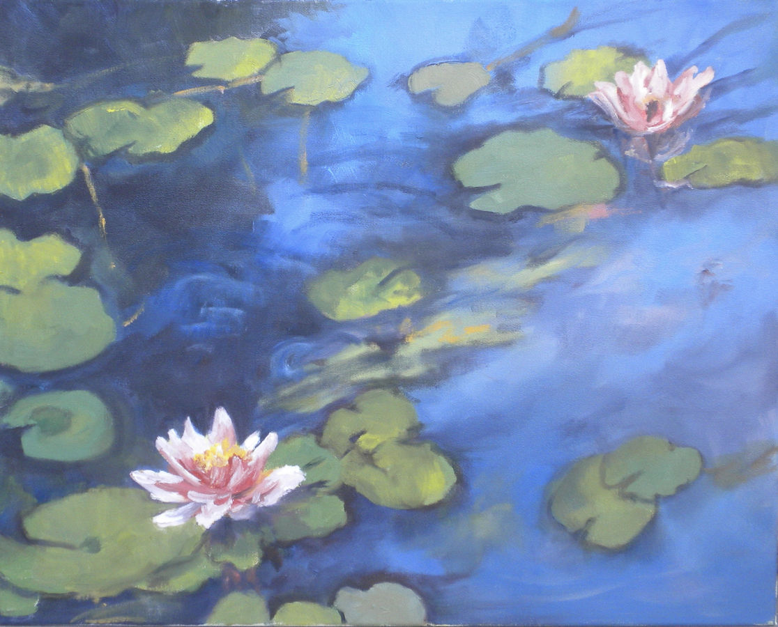 a painting of water lilies