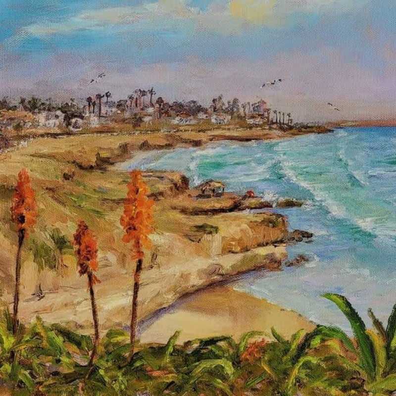 painting of the beach by Leah Higgins